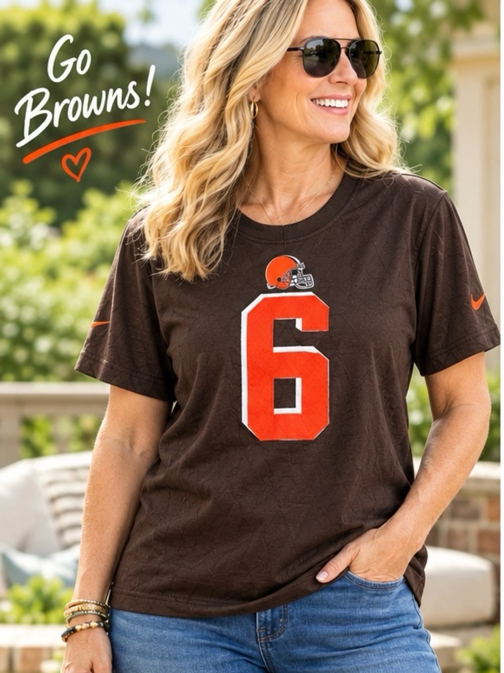 Nike Baker Mayfield #6 Cleveland Browns Women's XL Shirt NWT The Nike Tee